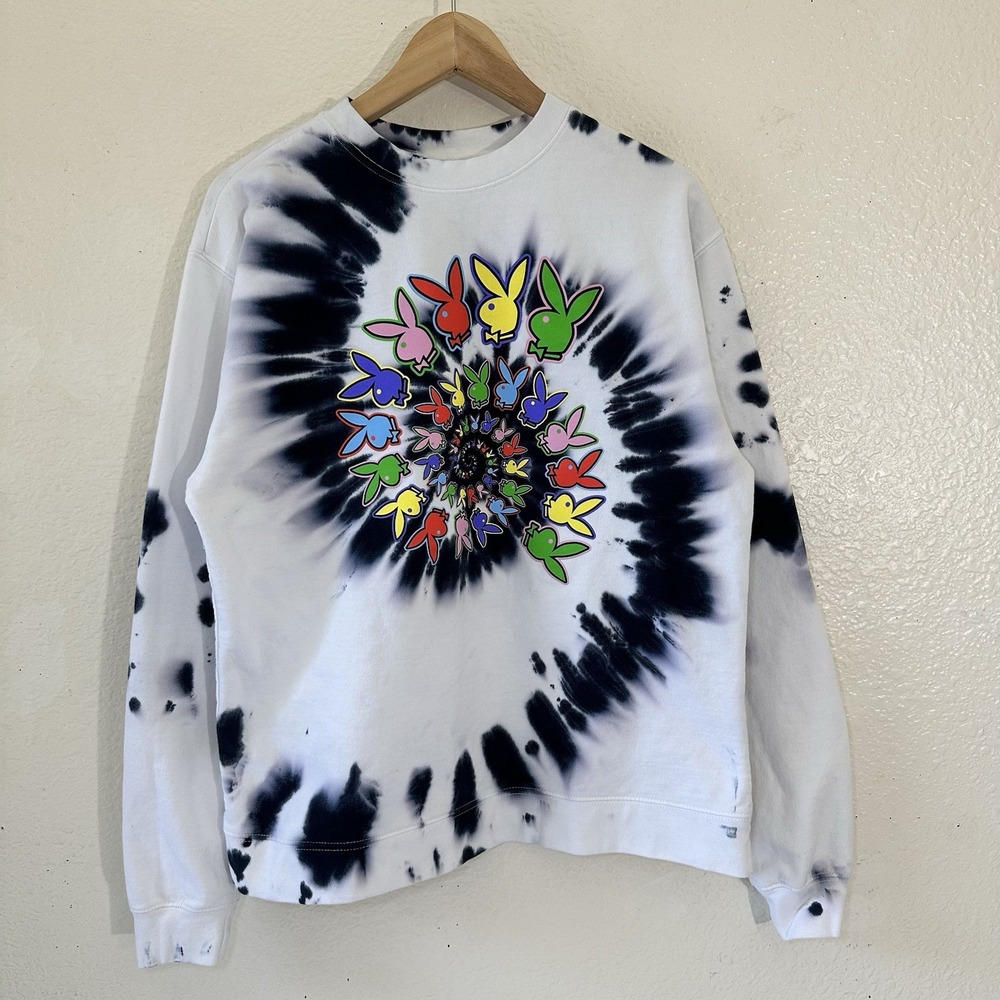 Playboy x Color Bars Spiral Tie-Dye Crewneck Sweatshirt Size S Unisex